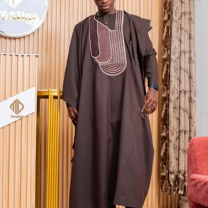 Grand Boubou Prestige Bordeaux Chic – 3 Pièces