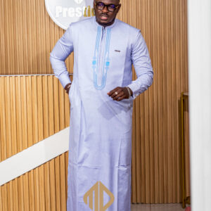 Grand Boubou Diomaye Bleu Pastel – 3 Pièces