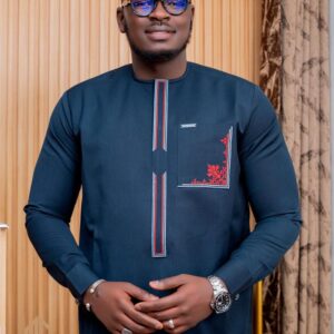 Costume Africain 2 Pièces Bleu Profond