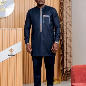 Costume Africain 2 Pièces Bleu Nuit