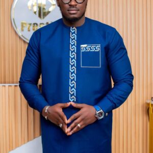 Costume Africain 2 Pièces Bleu Profond